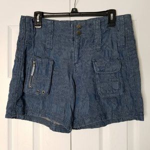 Johhny Was Zuma Embroidered Cargo Denim Shorts Lyocell Size 2 NWT